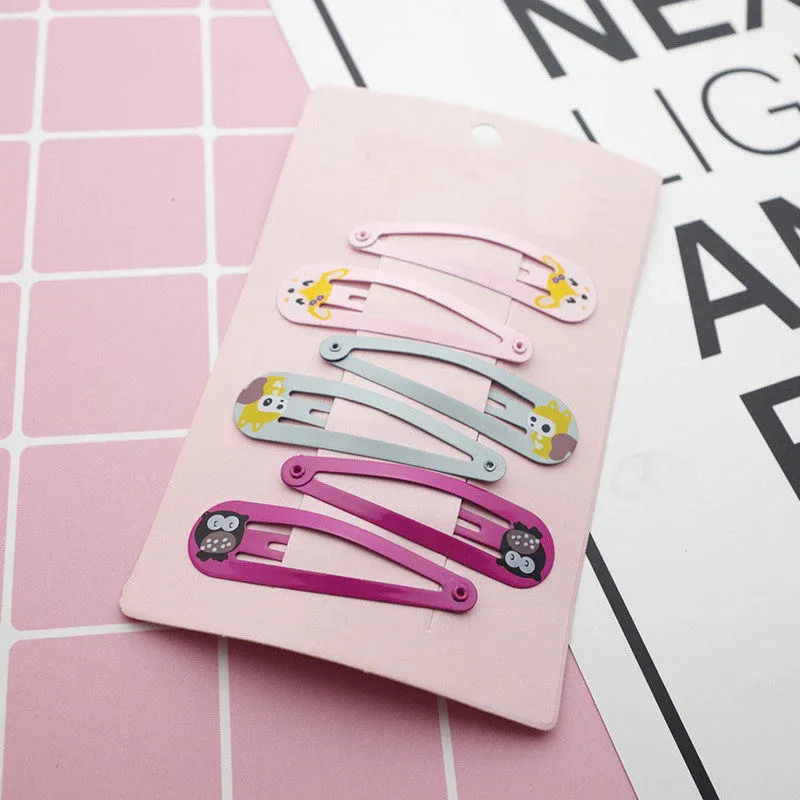 6 Pcs/SetHairpins Hair Clips for Children Girls Hair Accessories Baby Cute Hair Clip Pins Cat Color Metal Printed Snap Barrette