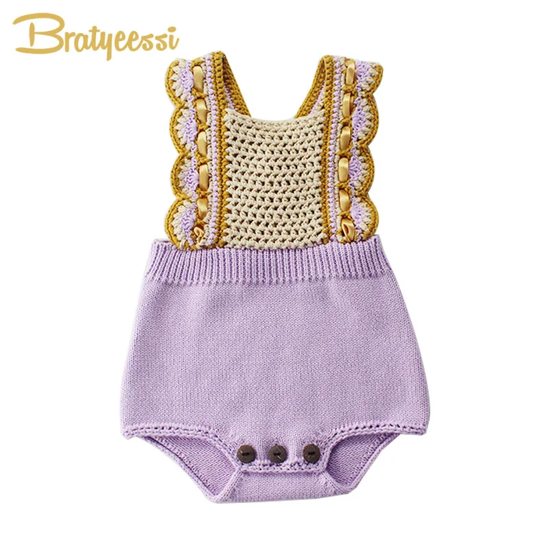 

INS Hot Baby Romper for Girls Hand Hook Knit Baby Clothes Autumn Spring Baby Girl Rompers Toddler Jumpsuit Baby Onesie Costume