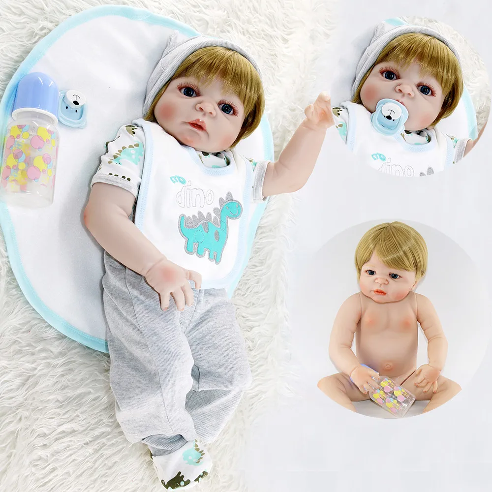 

Reborn boy blond hair full silicone reborn baby dolls 23"57cm bebes reborn corpo de silicone inteiro menino bonecas