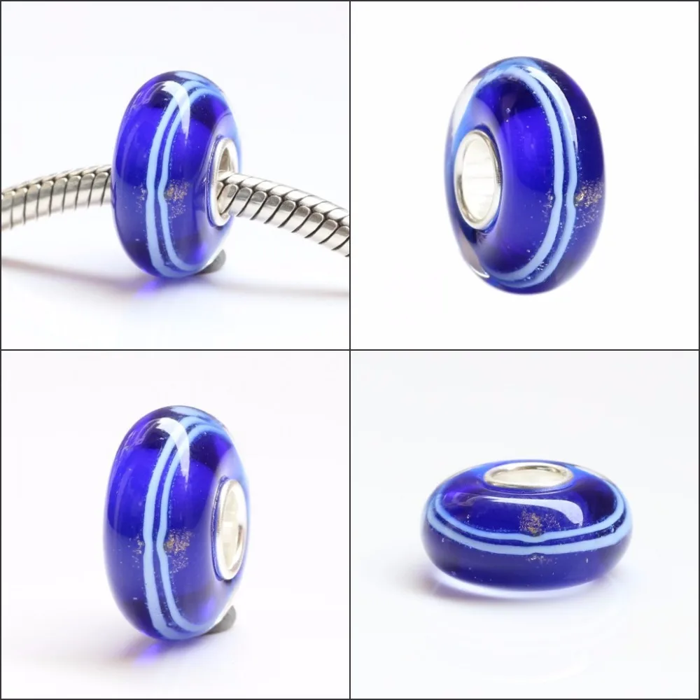 925 Sterling Silver Bead Charm With Glass Charms Compatible Fit Troll European Brand  DIY Bracelet Jewelry Gift For Woman (11)