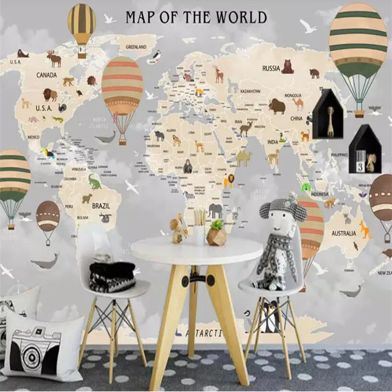 Cartoon world map background wall professional making mural wholesale wallpaper custom photo wall Cartoon world map background wall professional making mural wholesale wallpaper custom photo wall