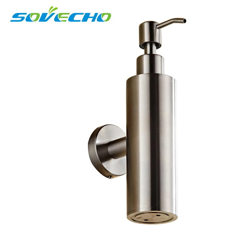 

Liquid Soap Bottle Stainless Steel Cylinder Brushed Nickel Wall Mounted Hand Soap Dispenser Bathroom Accessories TL037
