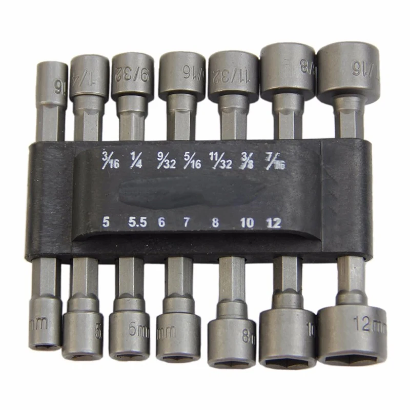 

14pcs/set 1/4"Hex Shank Power Nut Driver Bits Set SAE Metric Standard Powerful Tool