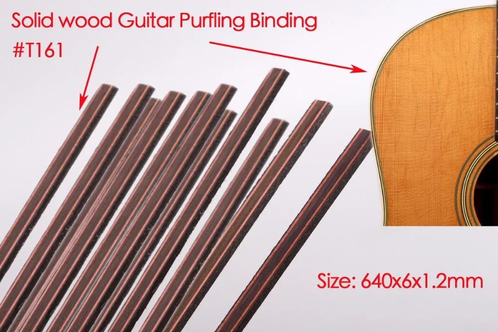 

Guitar Strip Wood Purfling Binding Guitar Body Parts Inlay 640x6x1.2mm 161# 20 pcs