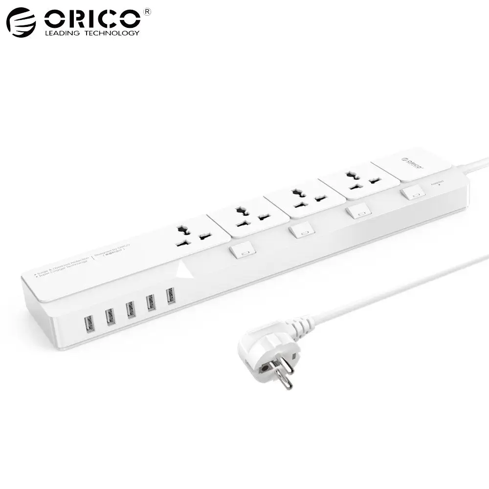 online ORICO USB Inteligente Tira Poder Protetor Contra Surtos de Home Office 4 Tomadas De Energia AC com 5 Portas Carregador USB 1.5 m cabo UE EUA UK Plug