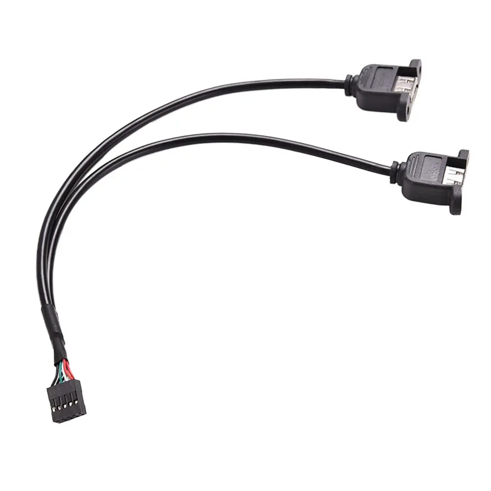 Портативный размер 30 см 2 порта USB A Female to Internal 9 Pin Header Adapter Cable удобный конвертер Кабель