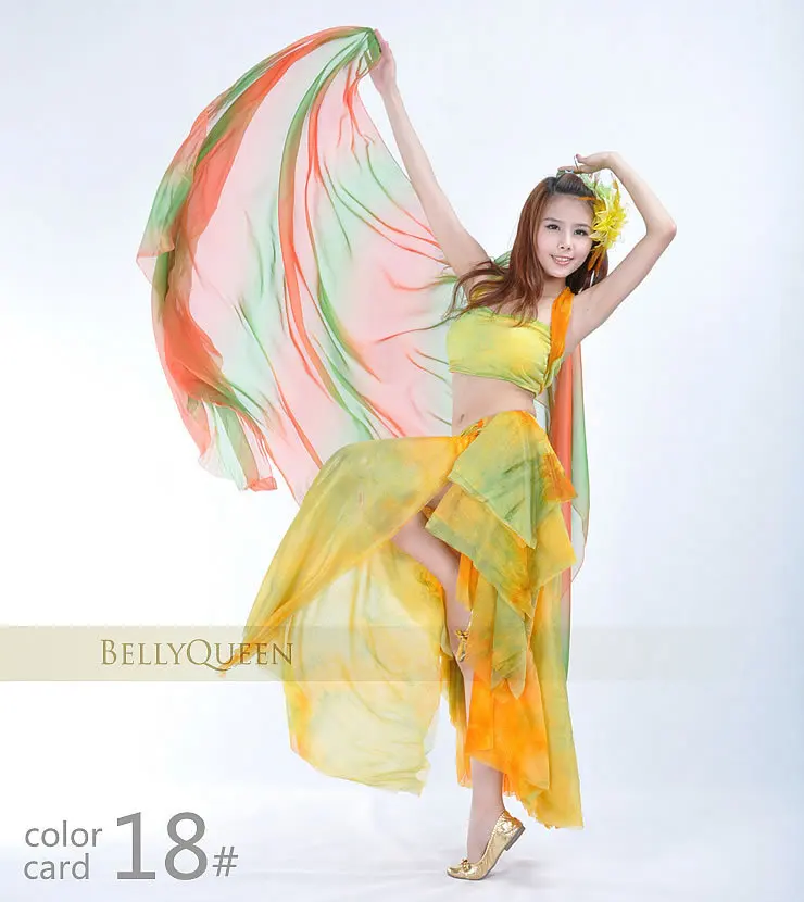 Вуаль для танца живота Цветной шарф шелковый шарф 250* 120см для пеленки для танца живота - Цвет: color  18