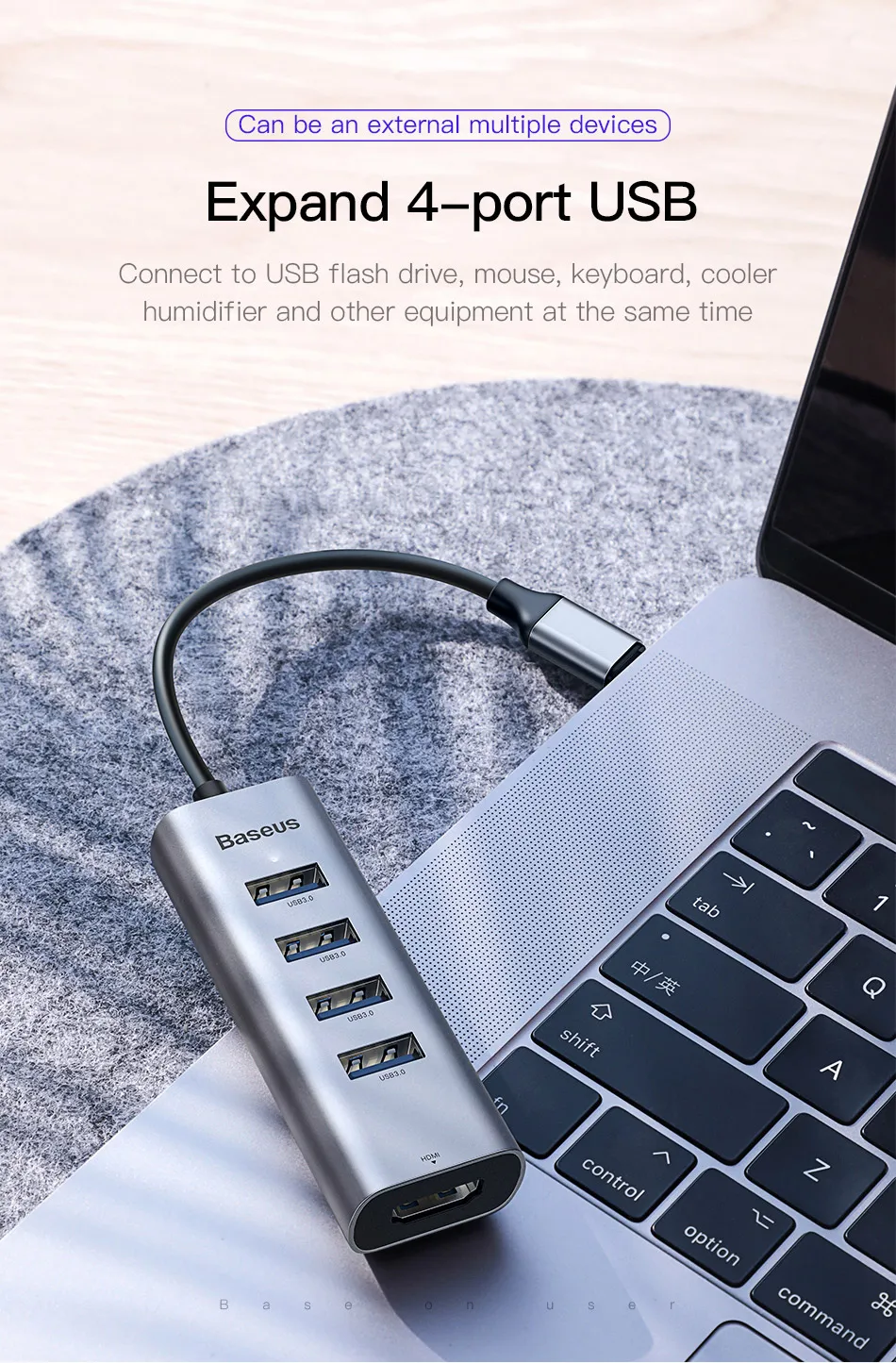 Baseus USB C концентратор до 3,0 HDMI концентратор USB Type C для MacBook Pro мульти usb-хаб для huawei P30 Pro Компьютерные аксессуары USB разветвитель