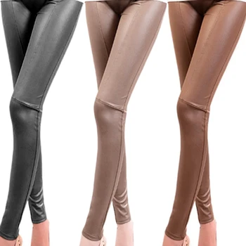 

Fashion Spring Autumn Women Sexy High Waist Stretchy PU Leather Trousers Slim Pencil Pants Splice Leggings