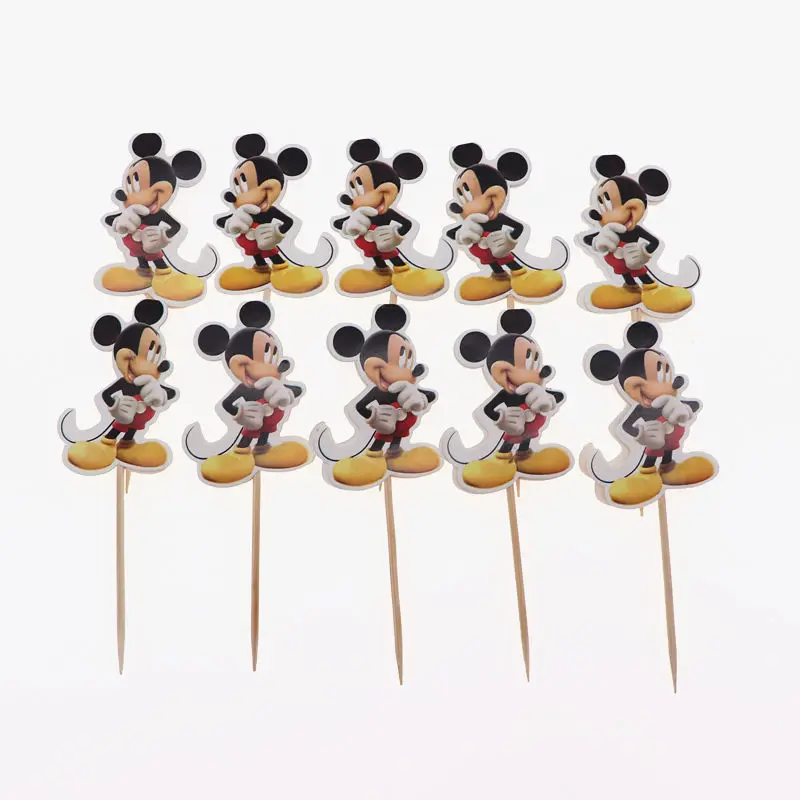 

20pcs/bag Mickey Mouse Birthday Party Party Supplies Cupcake Topper Insert Birthday Party Decoration Cake Baking Baby Shower