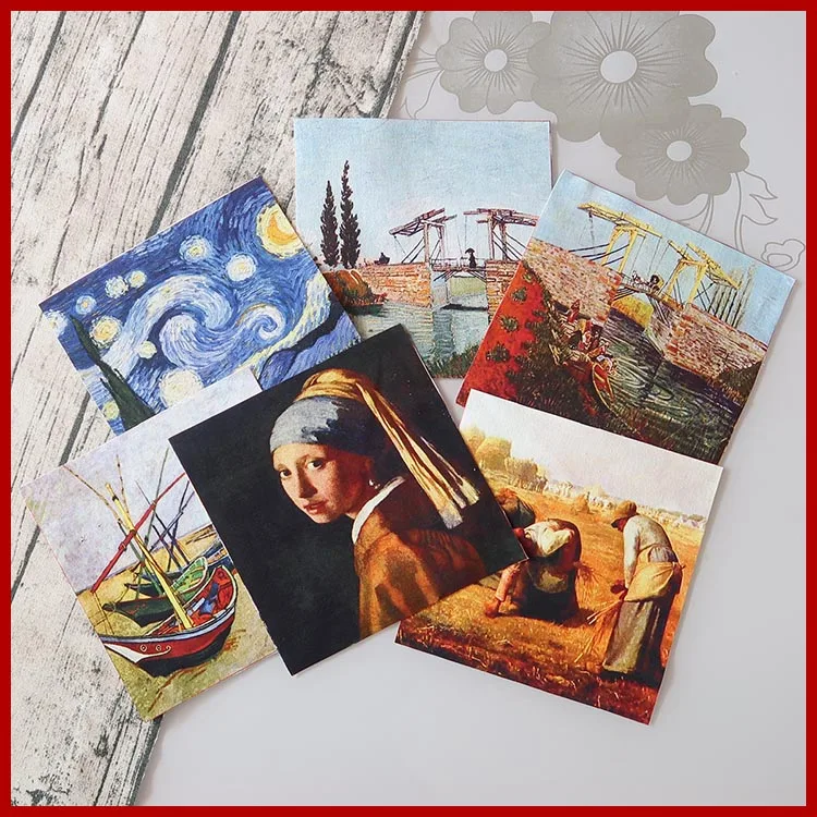 6pcs/lot Canvas Fabric Positioning Cloth Handmade DIY Polyester Cotton Hand Dyed Van Gogh Patchwork Digital Printing Plain | Дом и сад