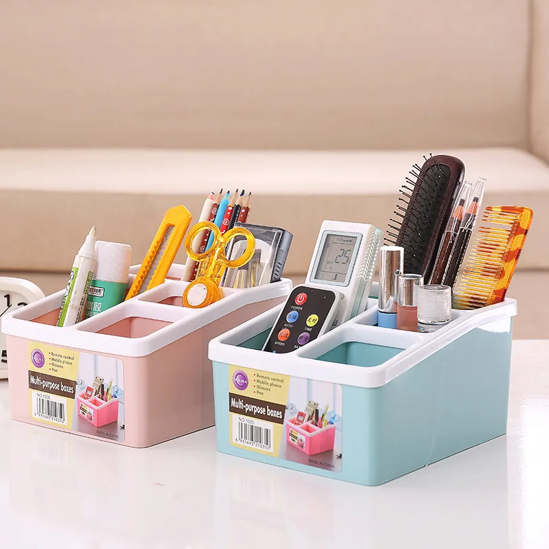 

New Creative Plastic Home Desktop Makeup Organizer Storage Box Cosmetic Case Remote Control Holder Small Objects Container