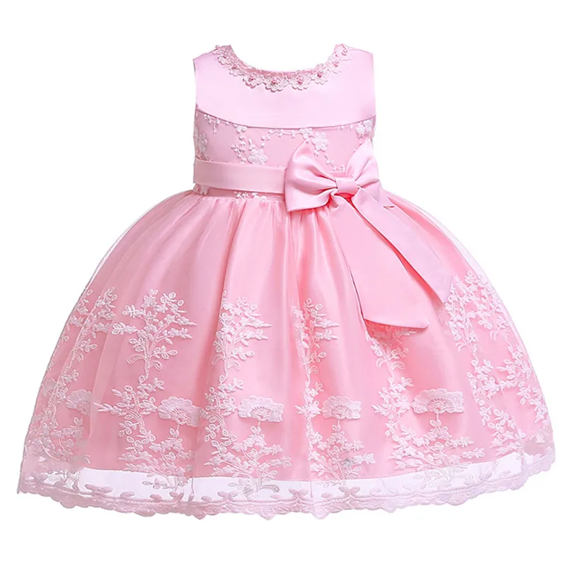 Коллекция года, Новое кружевное платье для маленьких девочек на рождественскую вечеринку, милые платья с бантом для маленьких девочек, платье принцессы для дня рождения, 1 год