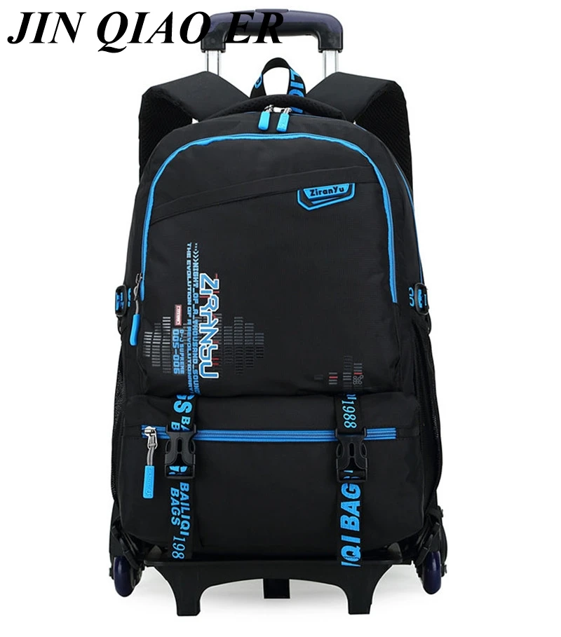 

New Two Wheels Kids Trolley School bags Boys Children Removable Backpack For Children Rolling Backpacks Wheels Girls Schoolbag