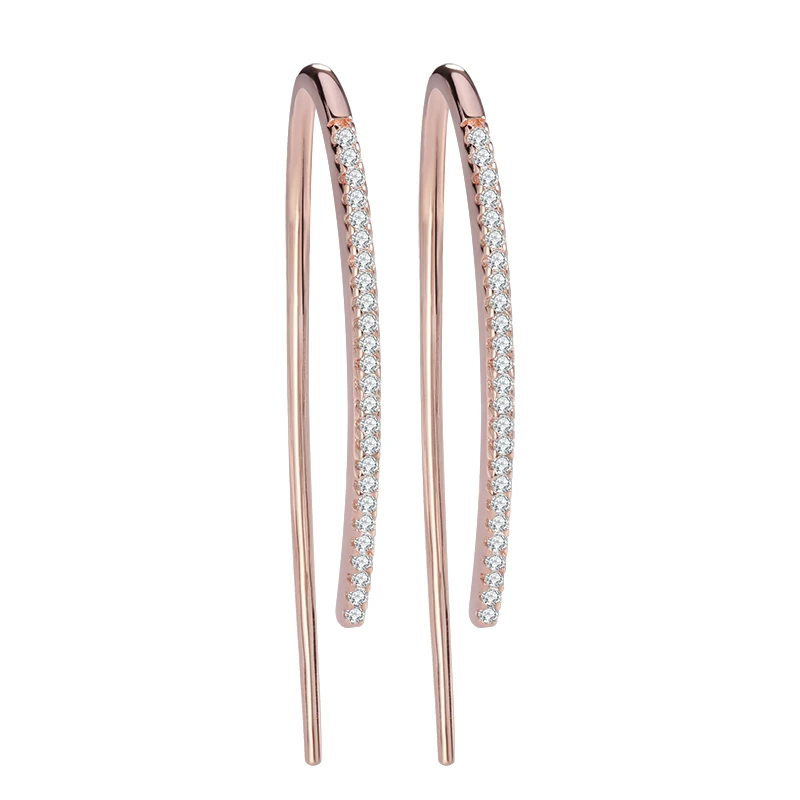 Effie queen уникальный дизайн Висячие серьги женские с AAA CZ серебро/розовое золото цвет геометрические серьги Модные ювелирные изделия Brinco DOE121 - Окраска металла: DE121-R