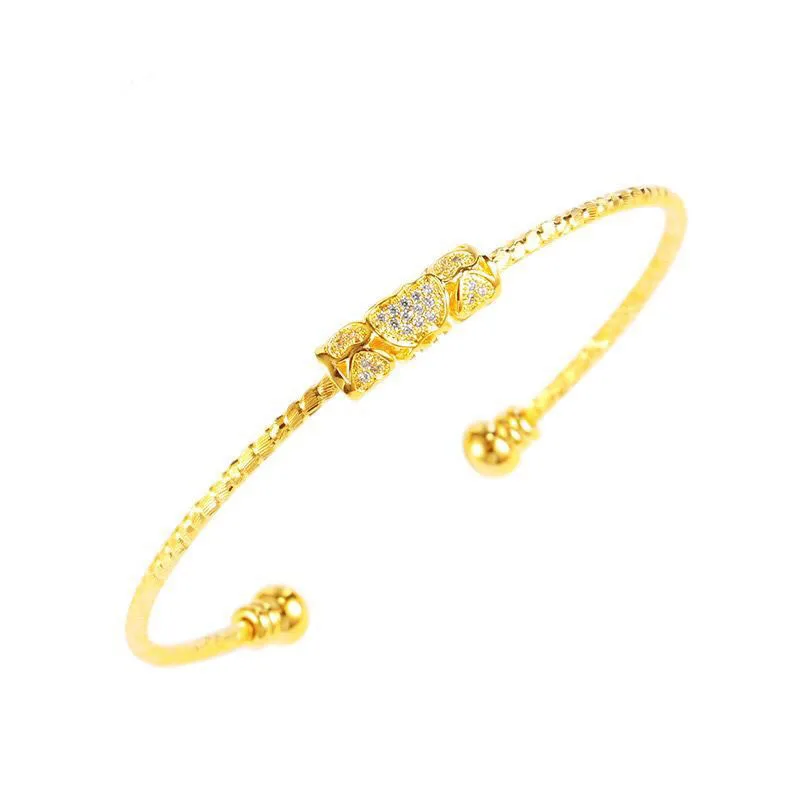MxGxFam крошечные браслеты cz и браслеты(открытые) для женщин модные ювелирные изделия 24 К чистого золота цвет