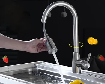 

Kitchen Faucet Pull Down Sprayer 360 Rotation Bathroom Kitchen Mixer Brass Faucets