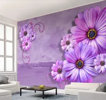 Custom wallpaper mural lavender elegant 3d stereo flower TV background wall decoration waterproof material Custom wallpaper mural lavender elegant 3d stereo flower TV background wall decoration waterproof material