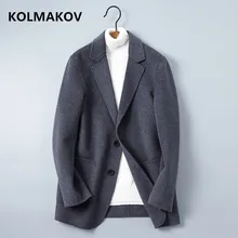 Новинка, двусторонняя шерстяная Мужская кашемировая куртка, Умные повседневные шерстяные пальто, мужские короткие шерстяные куртки, топ дизайнерского размера плюс M-3XL