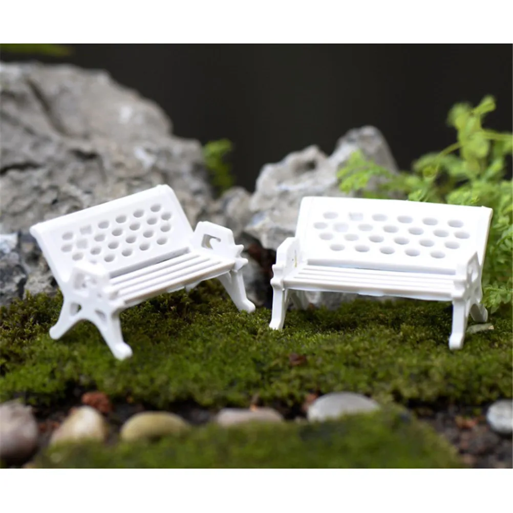 Us 0 15 55 Off 1pc Park Seat Bench Craft Fairy Dollhouse Chrismtas Decor Diy White Park Bench Seat Moss Bottle Mini Garden Ornament Miniature In