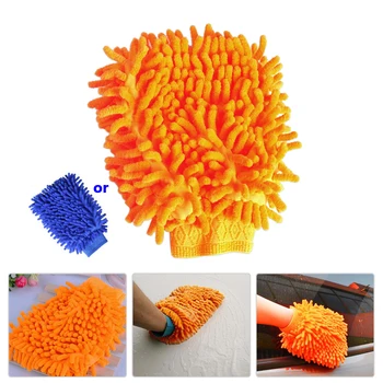 

DWCX Car Cleaning Chenille Fiber Glove Washing Mitt Towel Gloves Duster Cleaning Tool for Audi A4 VW Golf BMW Kia Color Randomly