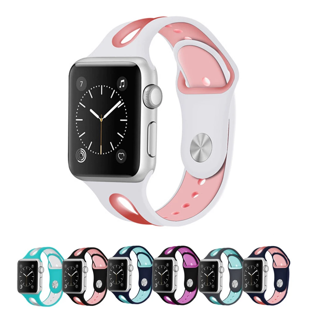 

Sport Silicone strap For Apple watch 3 2 1 Iwatch bands 42mm 38mm bracelet wrist belt Rubber watchband metal Adapter