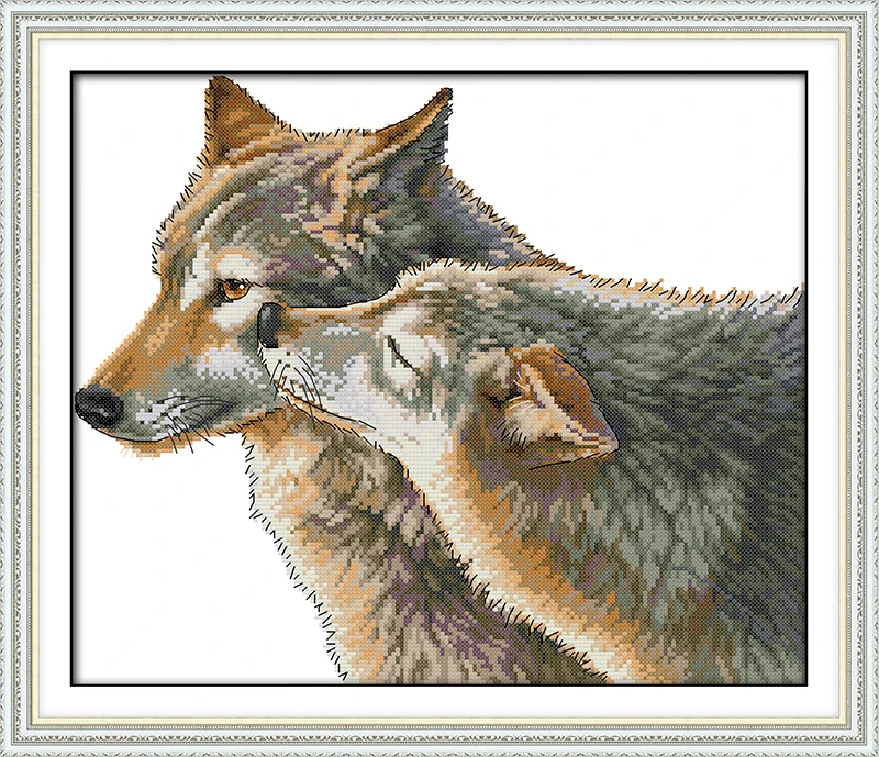 

The kiss of wolf Counted Cross Stitch 11CT Printed 14CT Cross Stitch DIY Chinese Cotton Cross-stitch Kit Embroidery Needlework