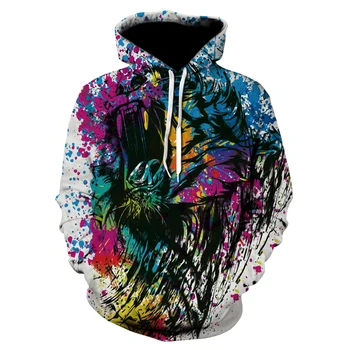 

2019 hot new digital print fashion men/women 3D painted roaring tiger graffiti hoodie, men and women alike wholesale and retail