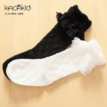 

Kacakid 10 Pairs/set Baby Socks Girls Socks Mesh Lace Ruffle Black Princess Coton Anti Slip Knee High Socks For Girls Long Socks
