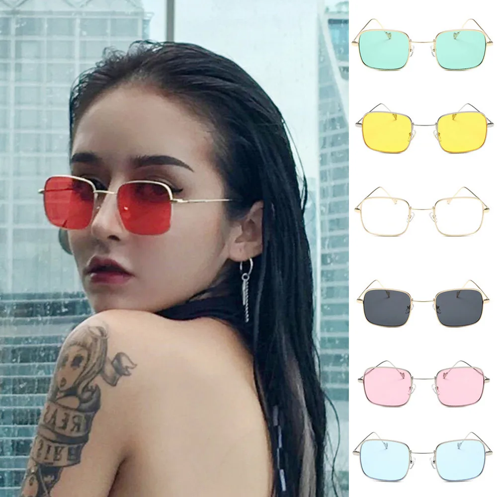 

Women Men Fashion Quadrate Shades Sunglasses casual Integrated UV Candy Colored Glasses female gifts oculos de sol feminino A0
