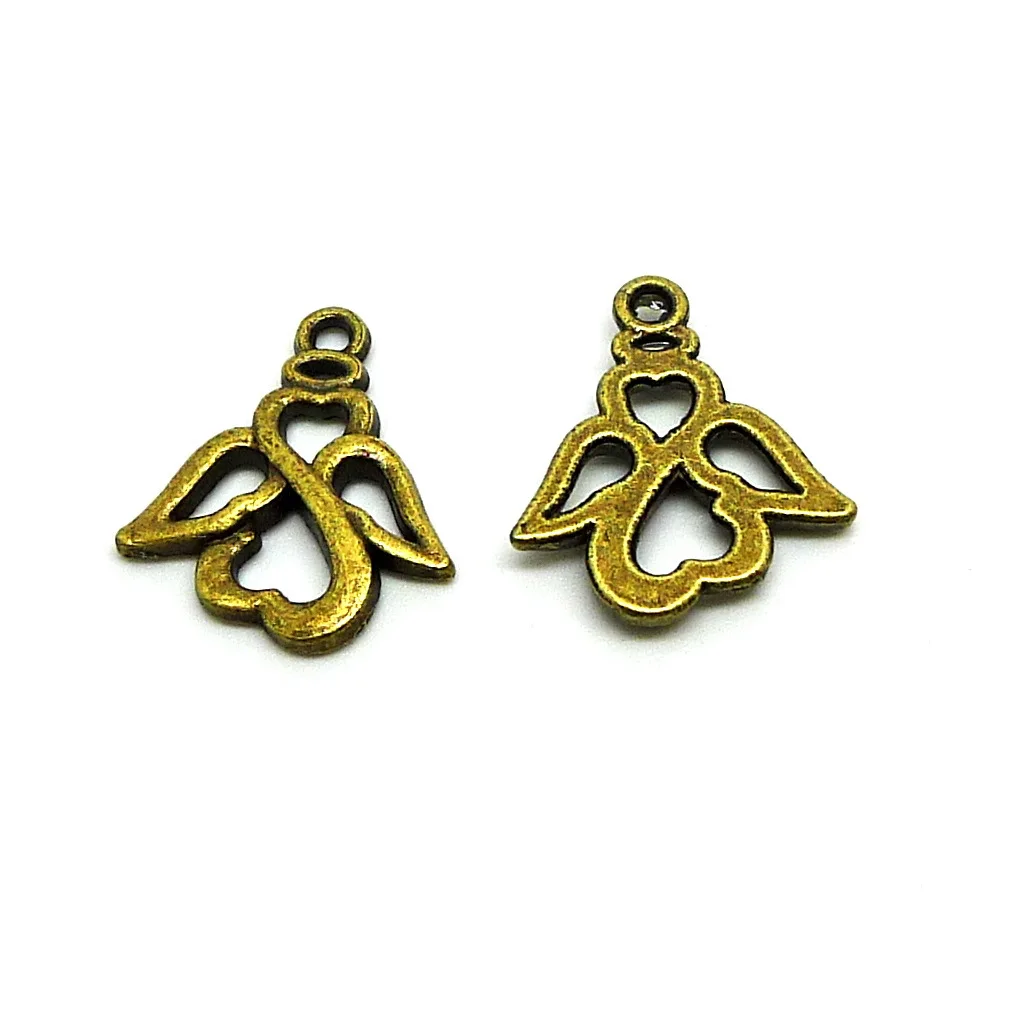 200pcs Charm angel pendants 17*20mm bronze Antique silver Handmade