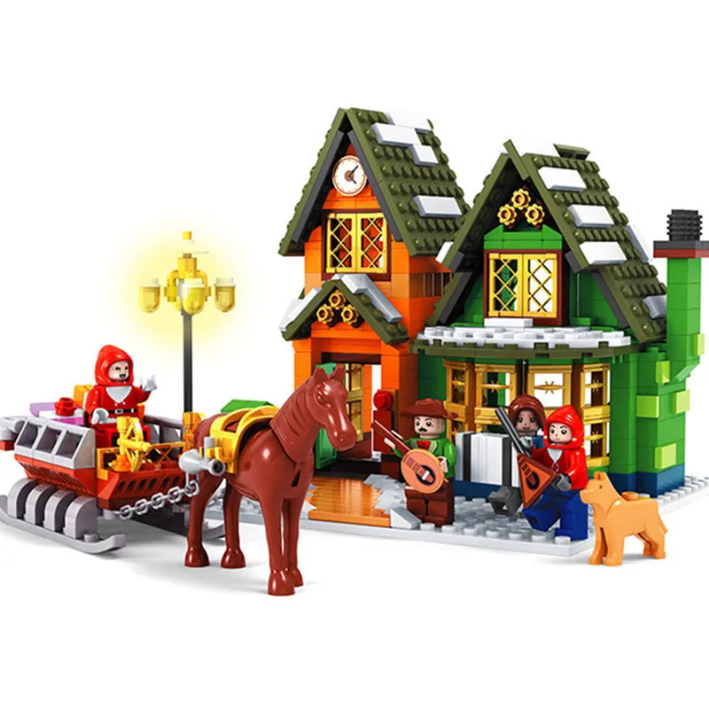 

860Pcs Winter Village Post Office City Advent Calendar Christmas Santa's Workshop Building Block Compatible with Legoinglys
