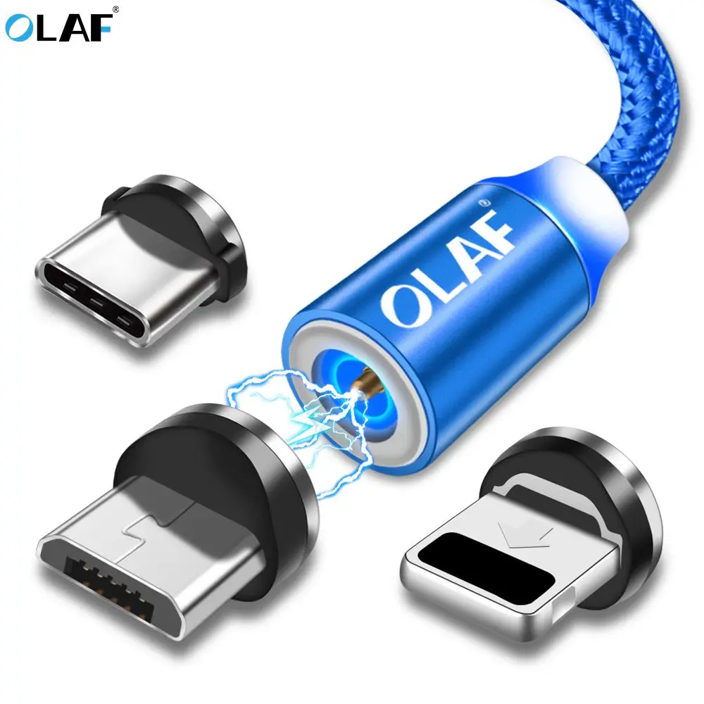 أولاف كابل USB مغناطيسي 1 M 2 M المصغّر usb نوع C سريع شحن المغناطيس الحبل ل فون XS ماكس سامسونج S9 Xiaomi الهاتف المحمول الكابلات