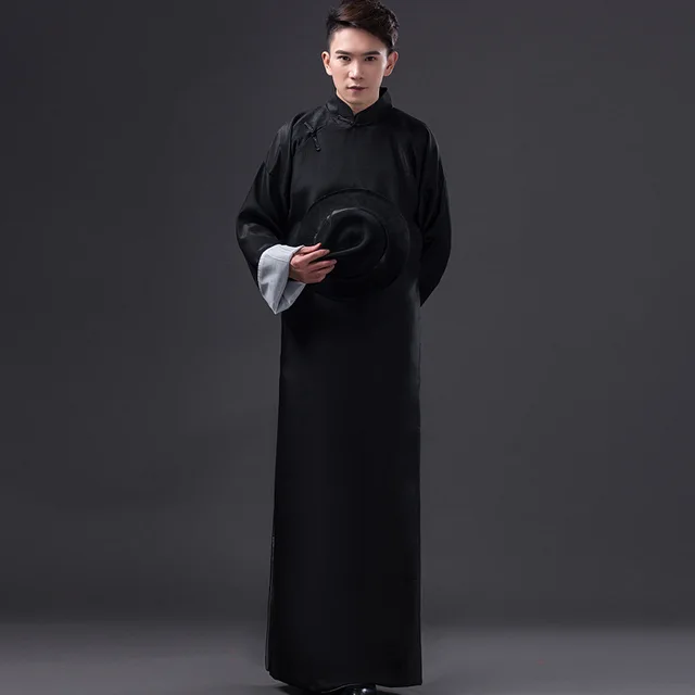 Black Ancient robes male May 4th republic of China students teach kung