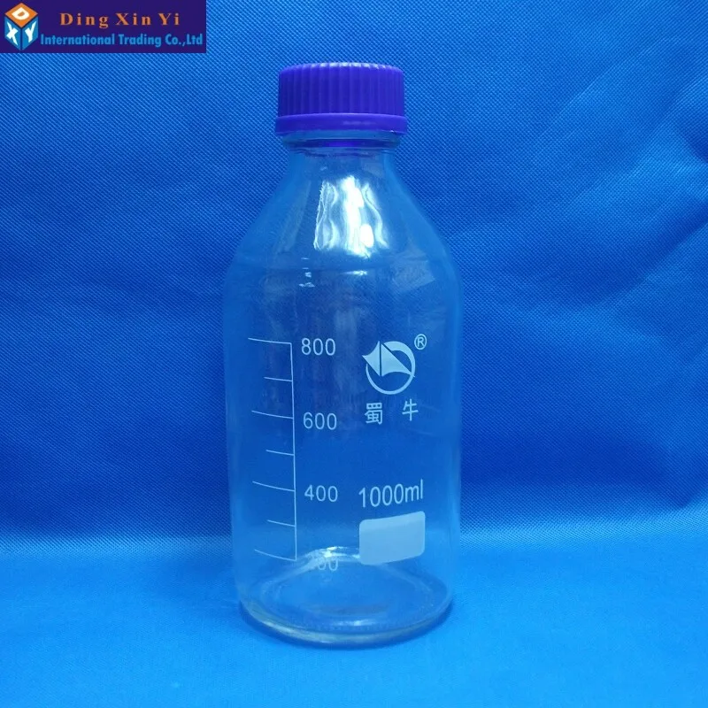 Garrafa com Tampa de Parafuso 1000 2000 1 Conjunto Transparente Vidro Reagente Azul Laboratório Garrafa 100 ml - 250 500 5 ml 2000 ml 1 conjunto transparente transparente