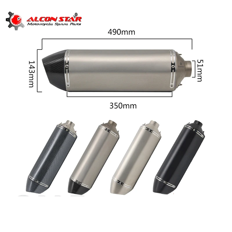 Alconstar-490 мм длина мотоцикла Akrapovic глушитель выхлопной трубы с DB Killer CBR600 YZF R1 R6 R15 ATV Мотокросс гоночный велосипед