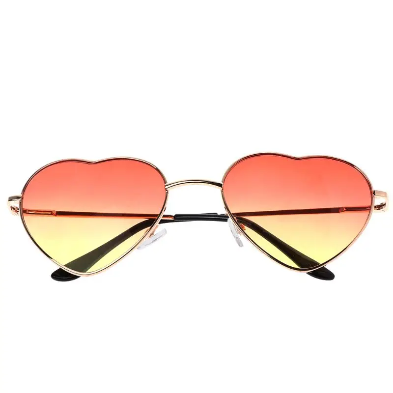 Heart Shape Sunglasses Metal Golden Frame Reflective Mirror Colorful Lens Female