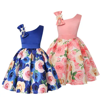 

Children's and girls dress one-shoulder flower dress female birthday gift costume party princess dress toddler girl dress childr