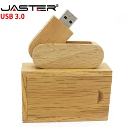 JASTER деревянный привод с коробкой флеш-накопитель USB 3,0 Флешка 4 ГБ 8 ГБ 16 ГБ 32 ГБ флеш-накопитель логотип на заказ memory stick Свадебные подарки