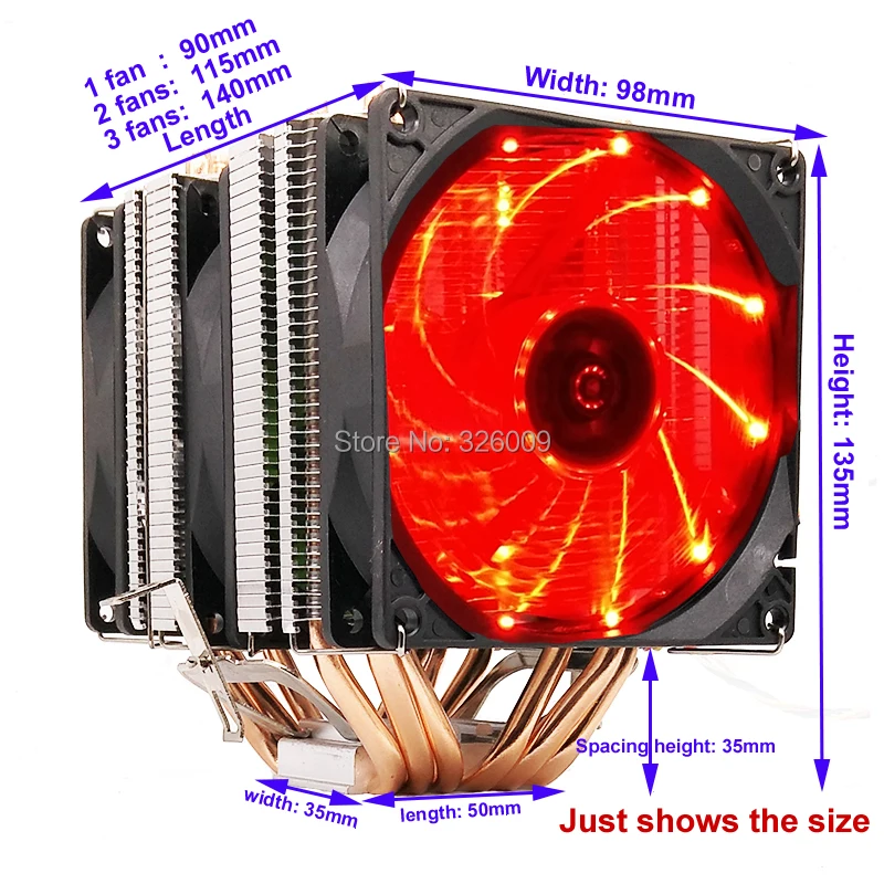 ARSYLID CN-609A-P 9 см 4pin вентилятор 6 тепловым стержнем heat pipe Процессор кулер вентилятор охлаждения для Intel LGA775 1151 115x1366 2011 для AMD AM3 AM4 радиатора