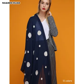 

2018 polka dot scarf embroidery scarves and shawls islamic hijab scarfs woman emboider dots pashmina bandana10pcs/lot