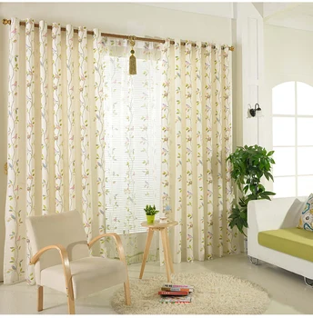 

new Korean garden living room bedroom semi-shade cotton linen curtains