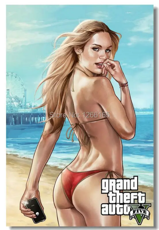 Grand Theft Auto V 5 Gta 5 Game Posters Sexy Girl Hd Print On Silk