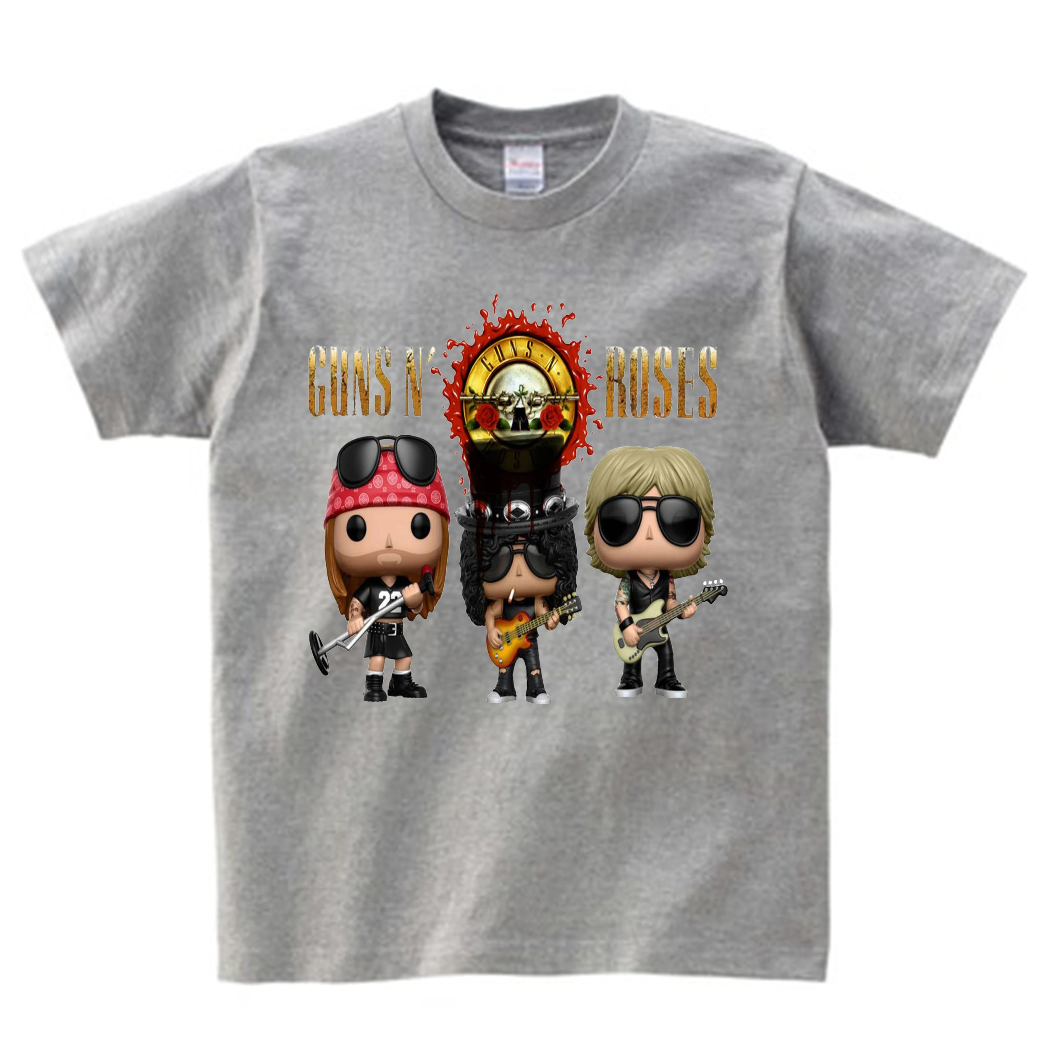 От 3 до 9 лет Детская футболка с принтом рок-группы «пистолет и розы» детские летние топы для мальчиков и девочек, модная повседневная футболка camiseta NN