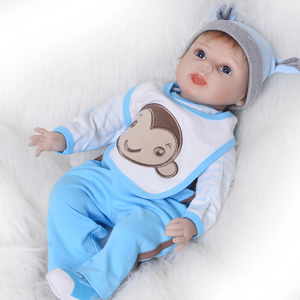 

Kids Reborn 22" 55 cm Lifelike Soft Silicone Vinyl Reborn Dolls Babies Alive Handmade Mohair Baby Toys For Boy Kid Birthday Gift