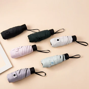 

Umbrella with Five-folding Non-automatic umbrellas 6 bone solid color Unisex Umbrella rain women and men in Sunny and Rainy