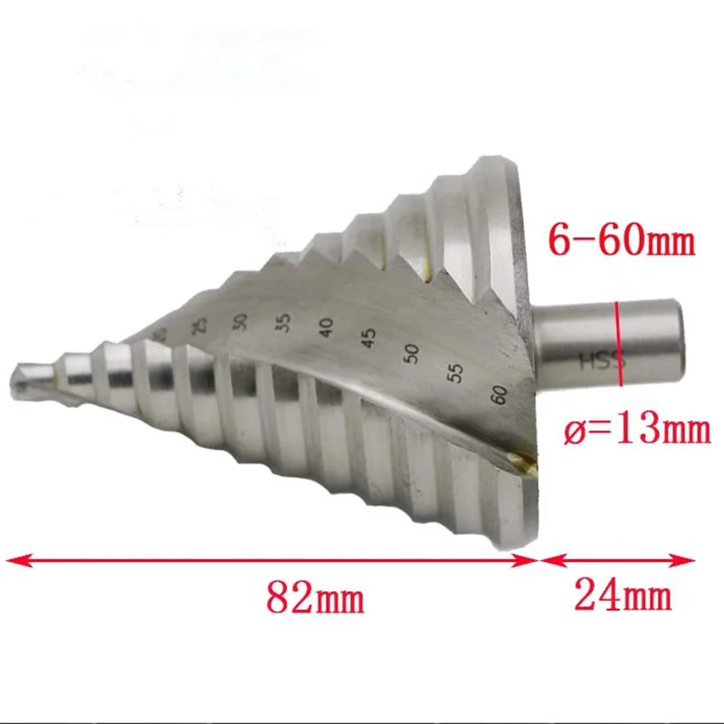 

1PC 6-60mm Hss Step Cone Drill Bit Hole Cutter Set 12 Steps Metric Step Drill Wood Plastic Metal Drilling Shank