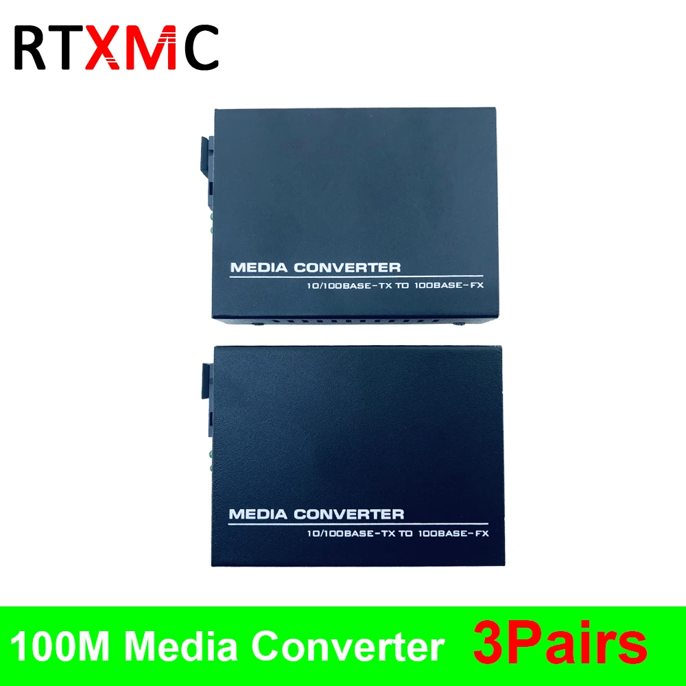

3 Pair HTB-3100 Optical Fiber Media Converter Fiber Transceiver Single Fiber Converter 25km SC 10/100M Singlemode Single Fiber