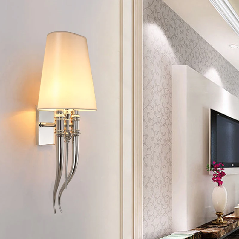Modern Iron Claw Horn Cloth LED Wall Light Bedroom Bedside Wall Lamp Dining Living Room Wall Sconce Light Fixtures (8)