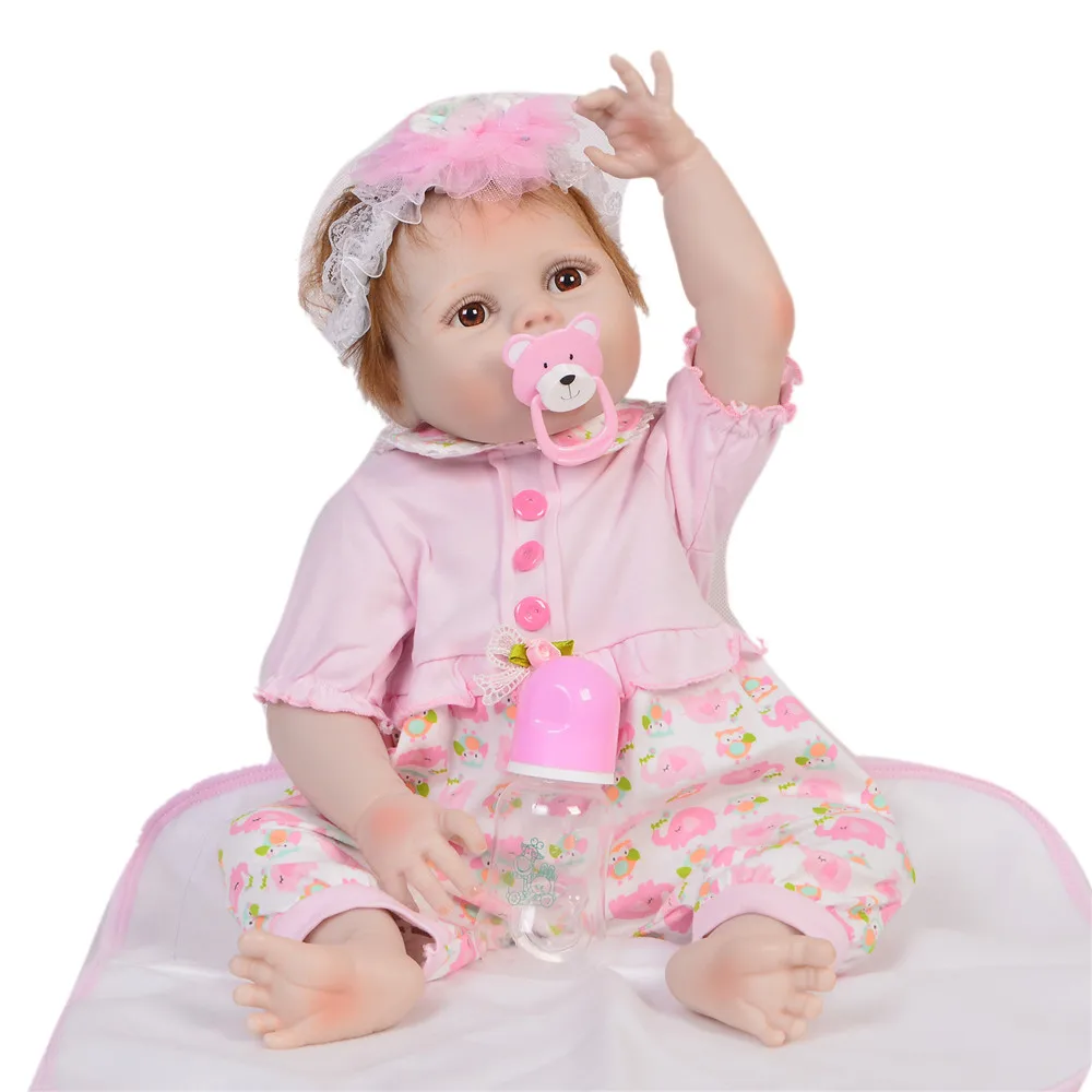 

New Reborn Bebes Doll Full Silicone Vinyl body real baby girl Newborn dolls toys gift 22''/55cm princess bebes reborn menina